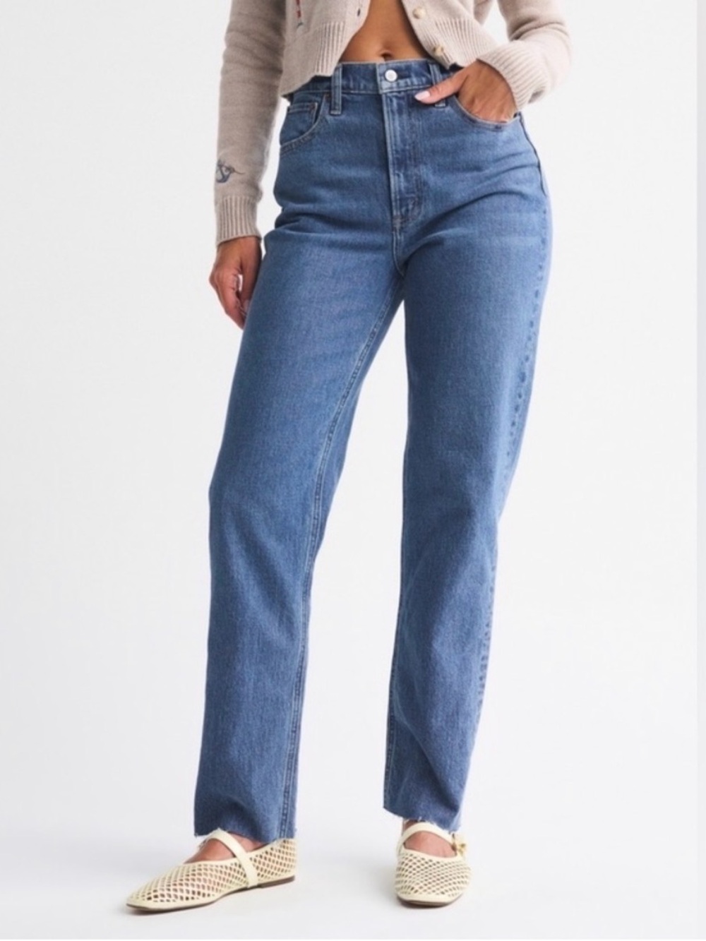 Abercrombie & Fitch Curve Love 90s Straight Ultra High Rise Jeans 32/14S SHORT